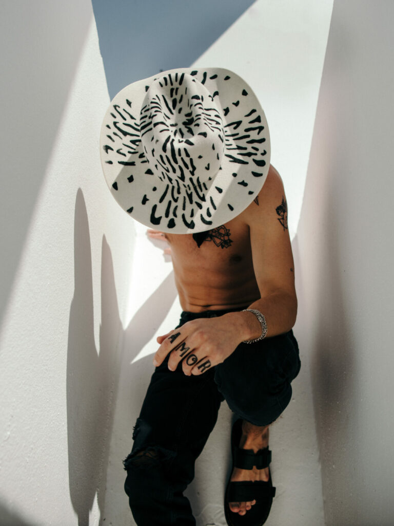 ComeScheckCome - a hat for the Rockstars. Our interpretation of a fashionable Fusion Cowboy hat shape.