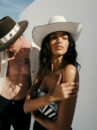 Pancho - one of two modern cowboy hats in the collection. Our Interpretation of a fashionable Fusion Cowboy hat shape..  